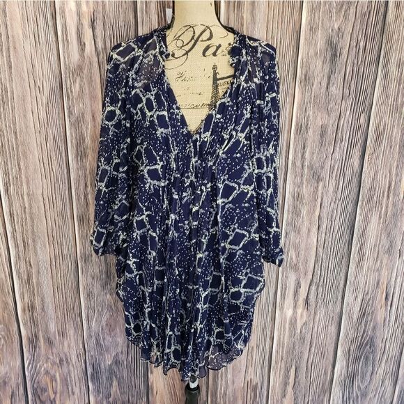 100% Silk DVF Snake Check Midnight Dress - Picture 1 of 15